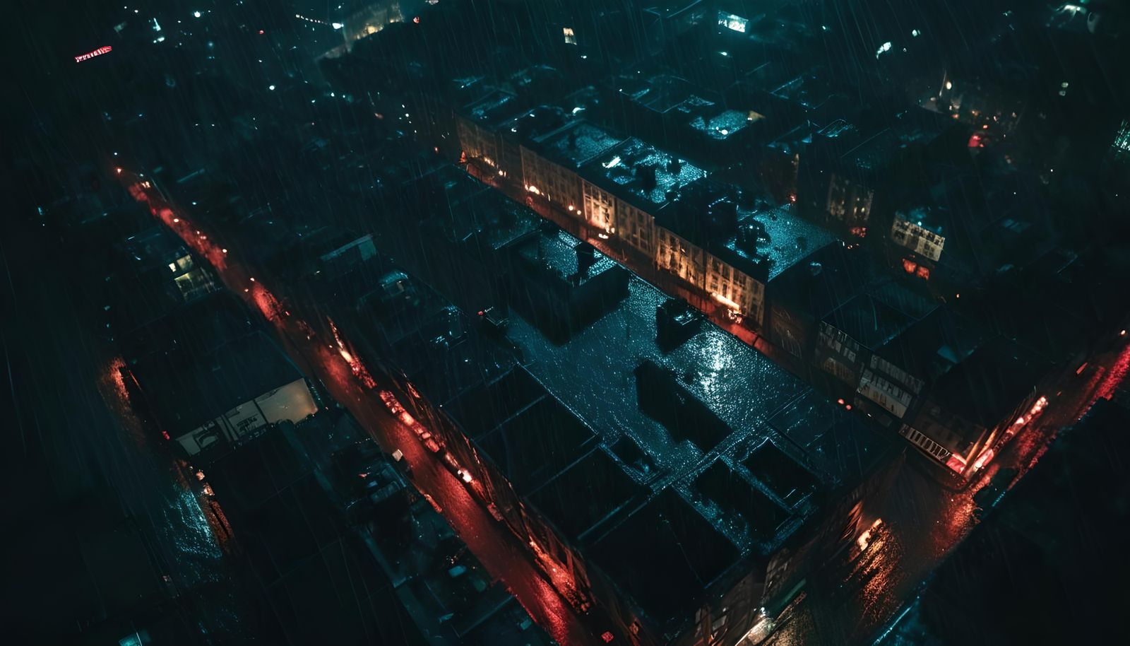 Cyberpunk Dystopian City Street from Above