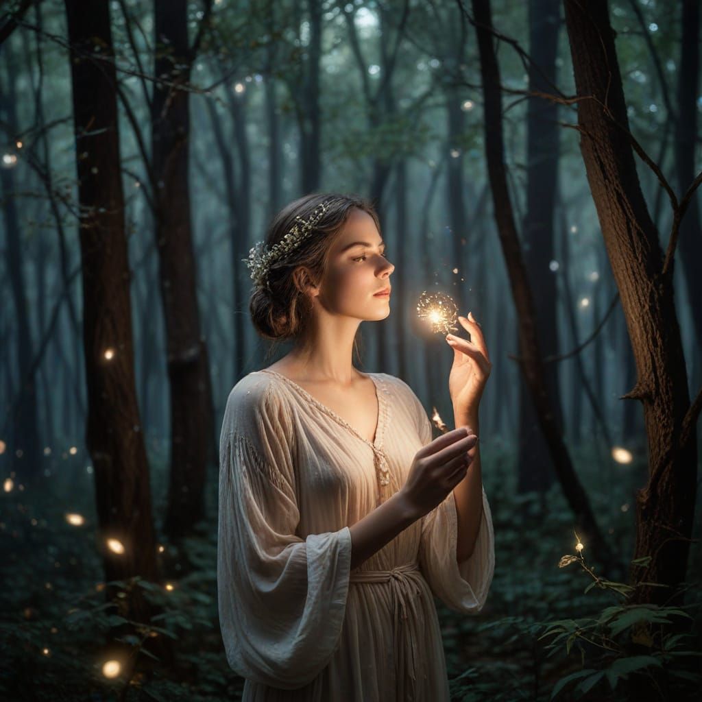 Ethereal Moonlit Enchantress in Dreamy Surrealism