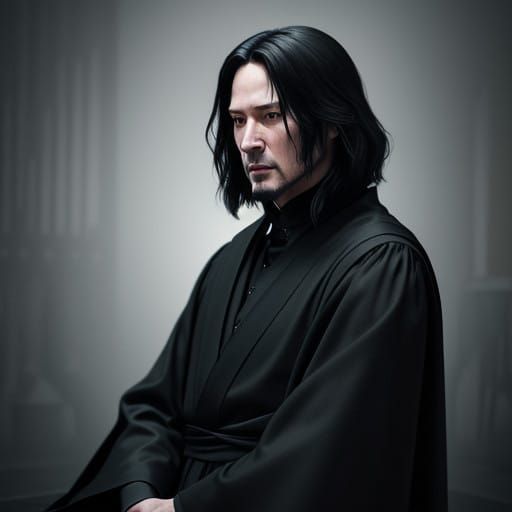 Keanu Reeves as Severus Snape in Intricate Black Robes