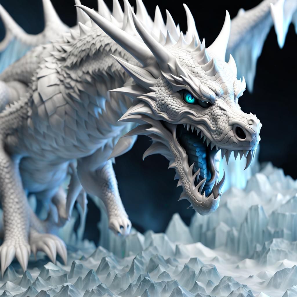 Dire Wolf Crystal Dragon Model in Ice Dungeon