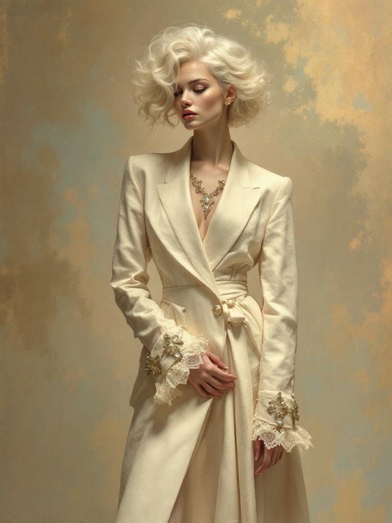 Ethereal Model in Alphonse Mucha and Waterhouse Style