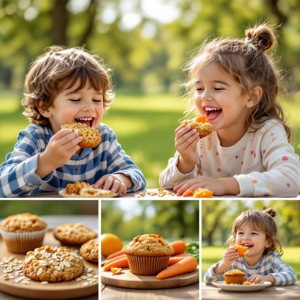 Children Enjoying Healthy Snacks in a Sunny Park