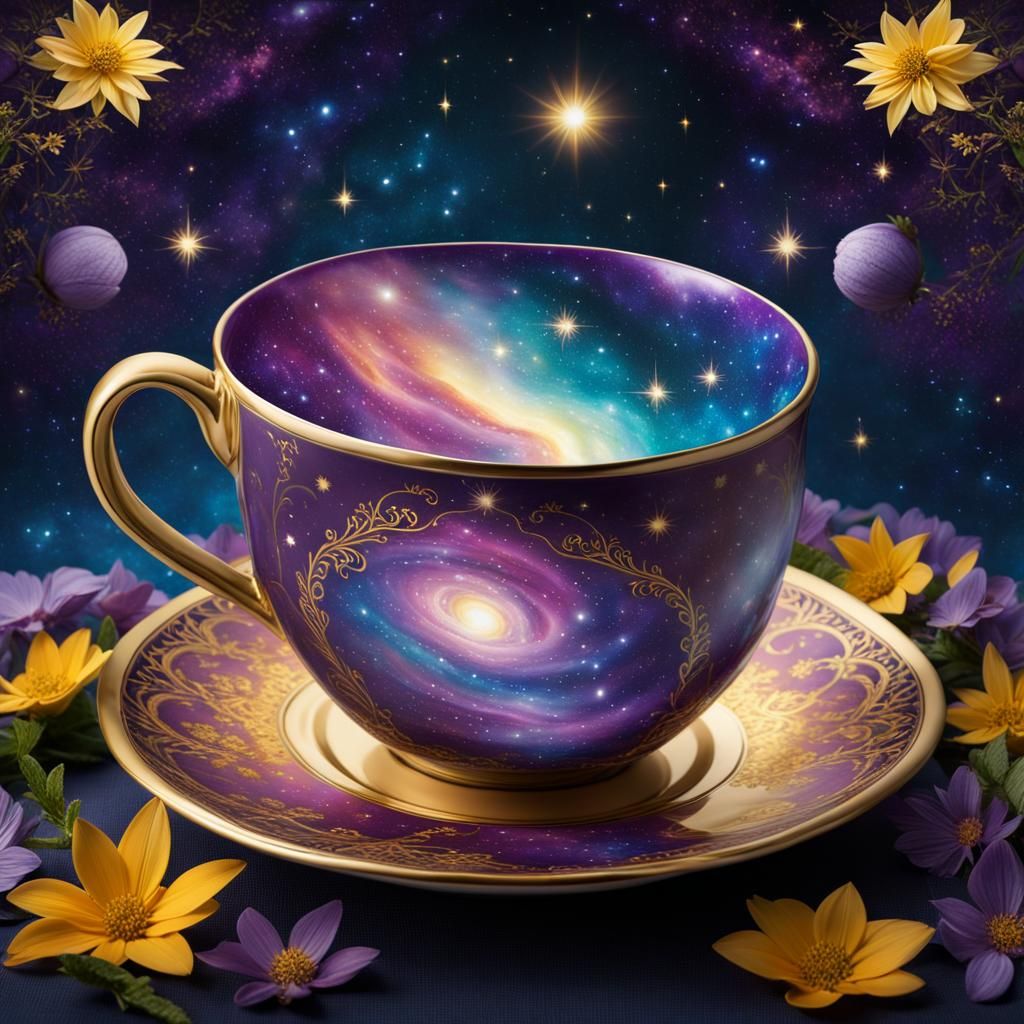 Galaxy in Coffee Cup: A Fairy Tale Illustration