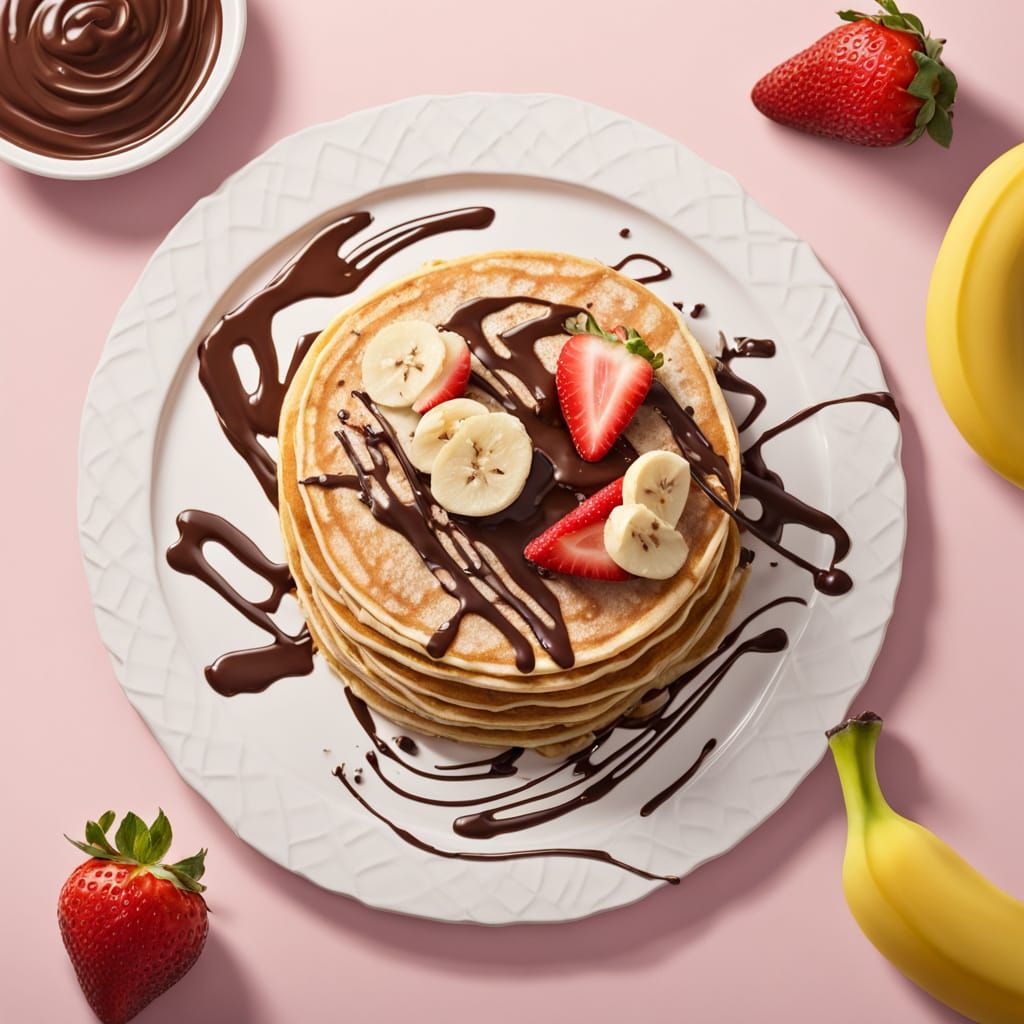 Hyperrealistic Crepe with Chocolate and Fruit