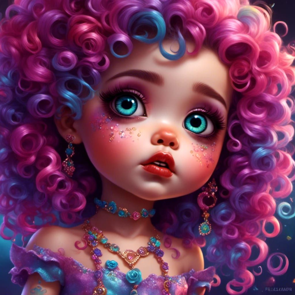 Sad Baby Girl with Big Eyes Crying