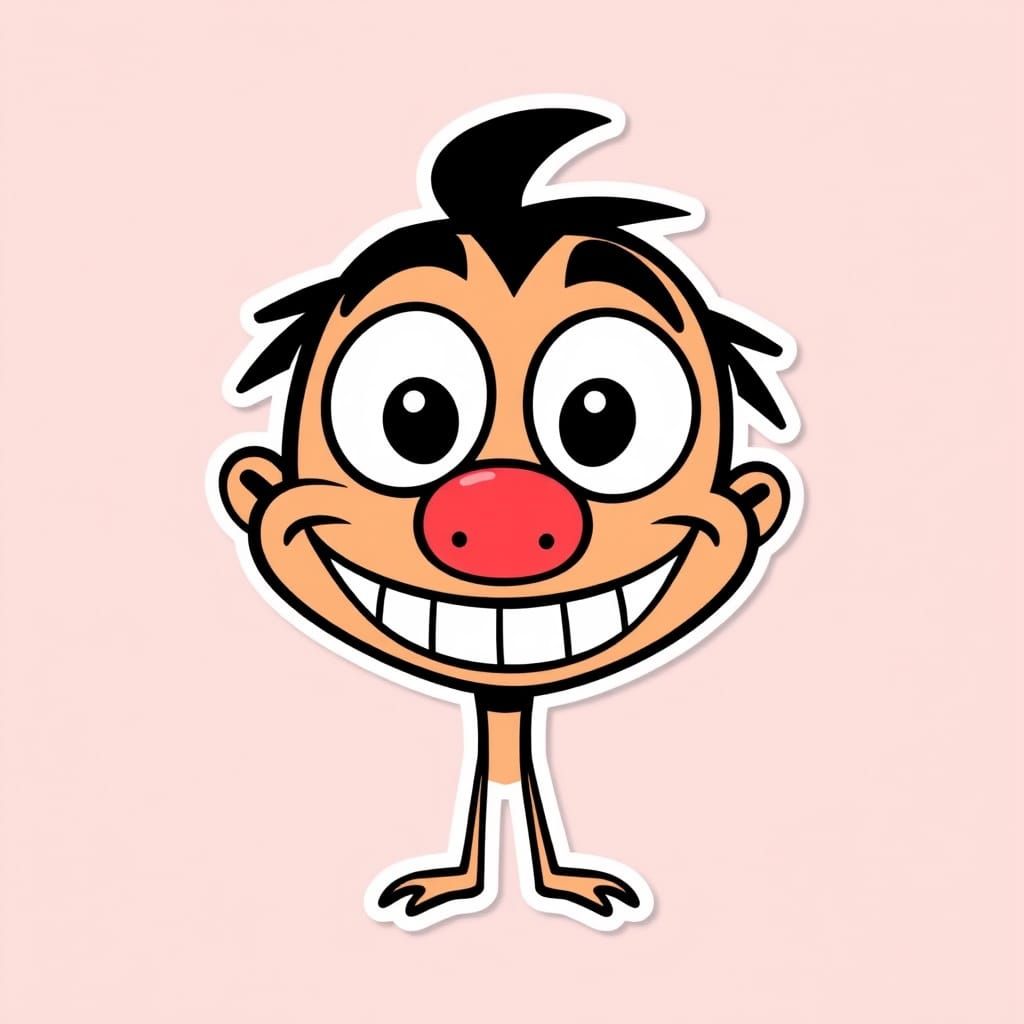 Cheerful Cartoon Character with Bold Outlines