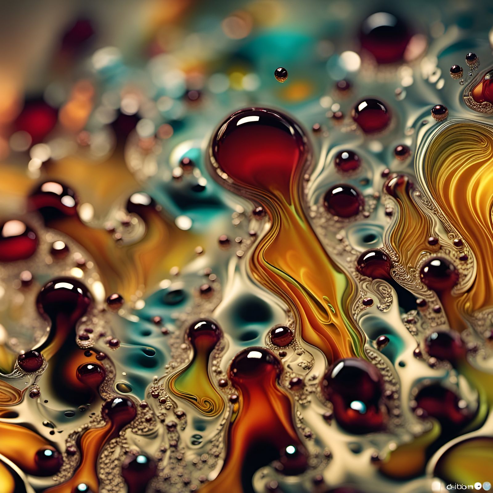 Intricate 3D Water Droplet Fractal Acrylic Art