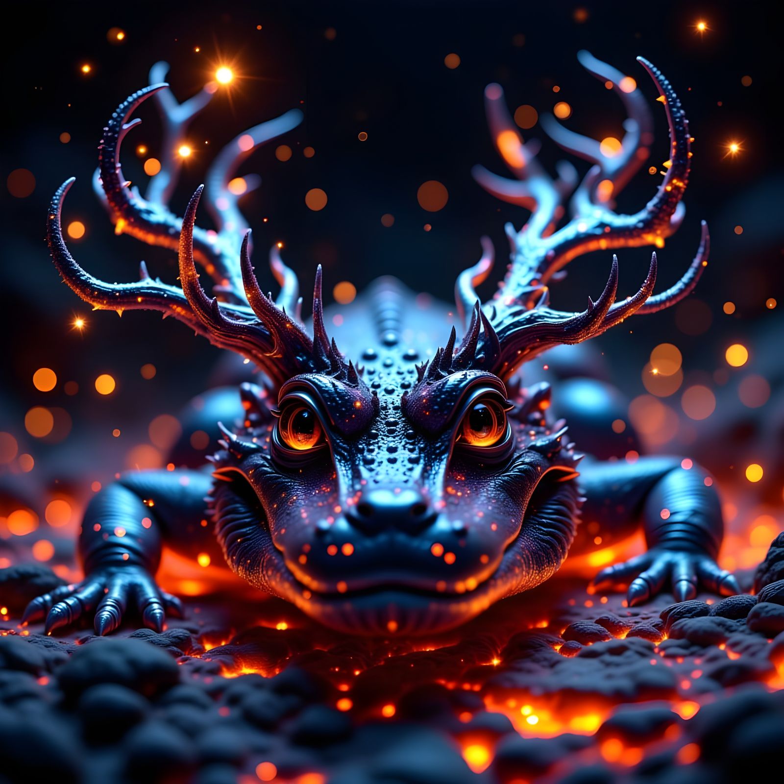 Majestic Cute Giant Alligator with Glowing Spines