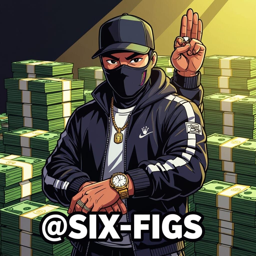 Vector Street Art of Masked Character with Money