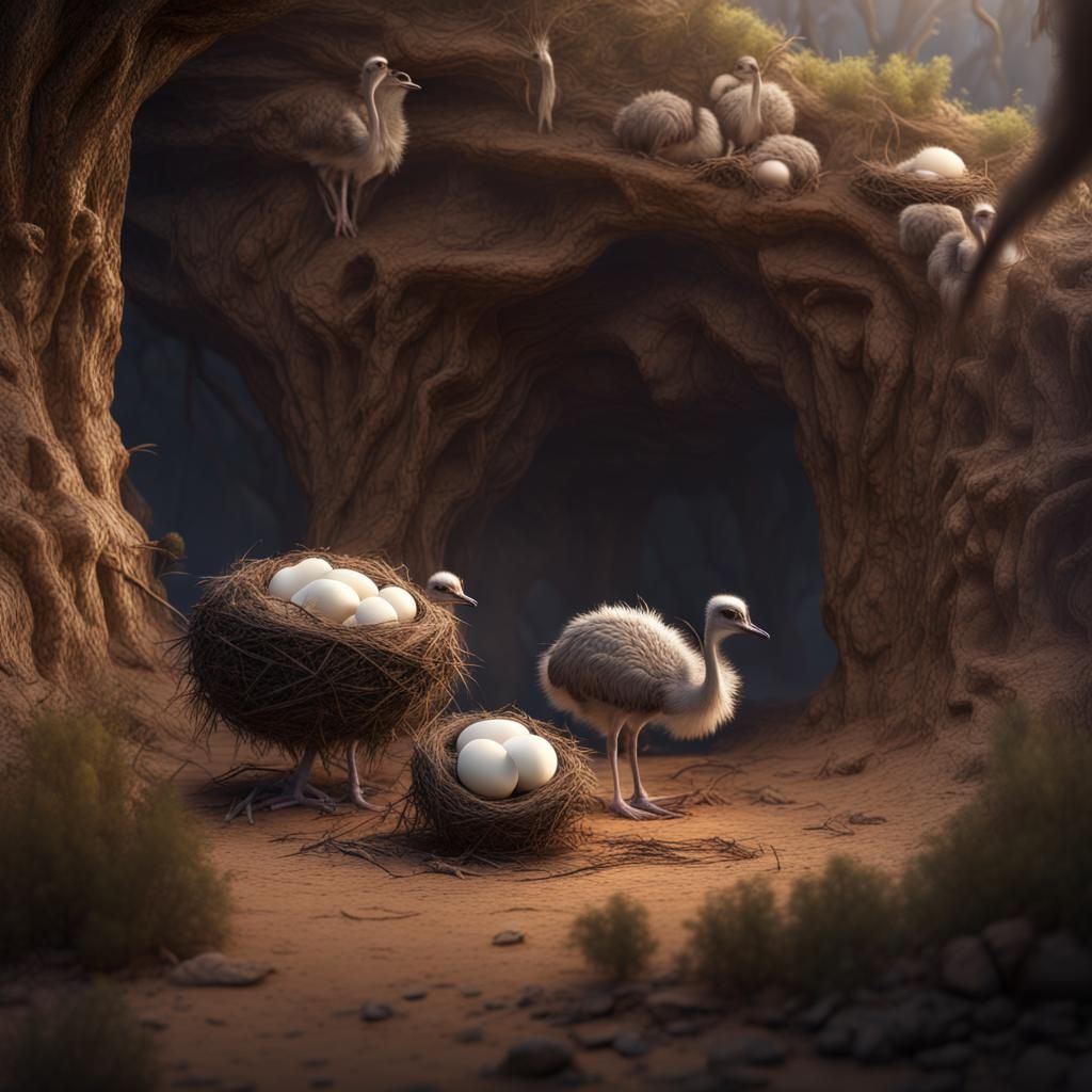 Ostrich Family: Nests, Eggs, and Chicks