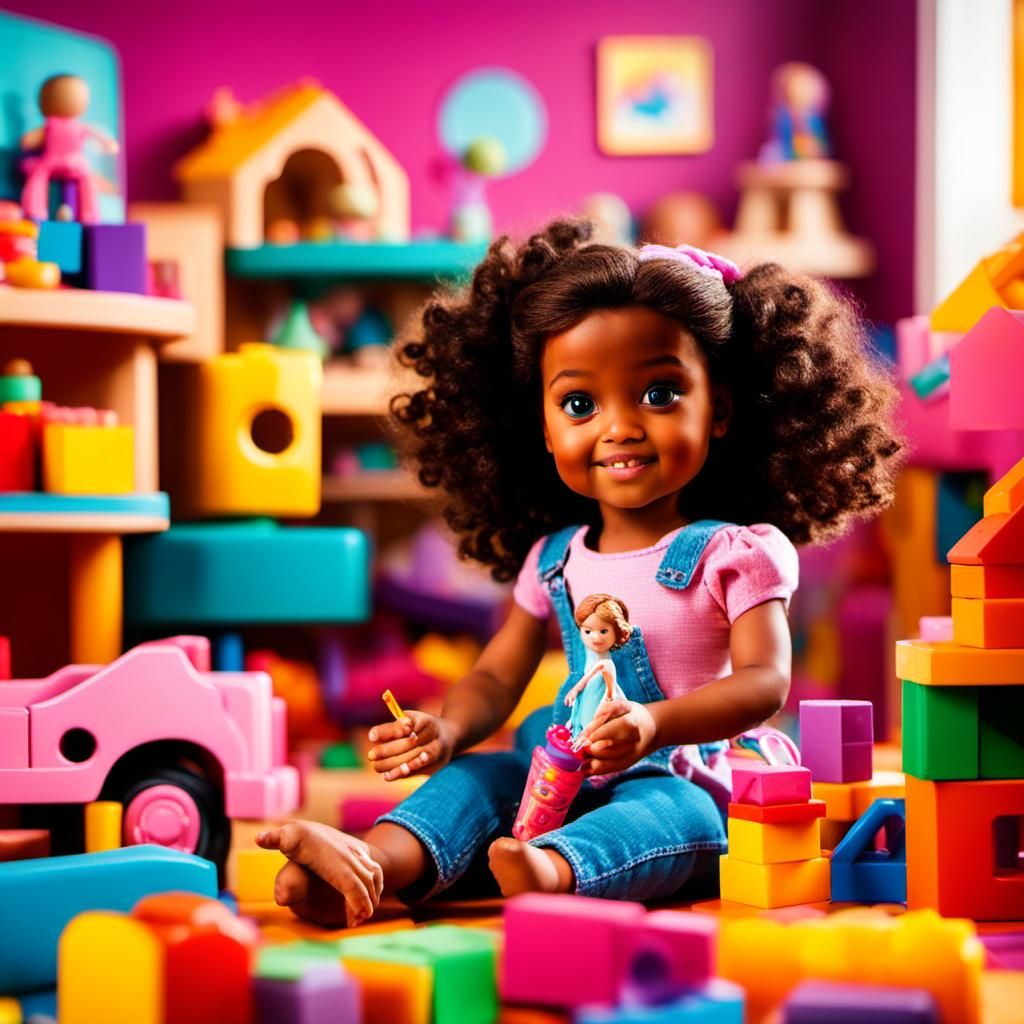 Toddler's Joyful Playtime in Colorful Toy Room