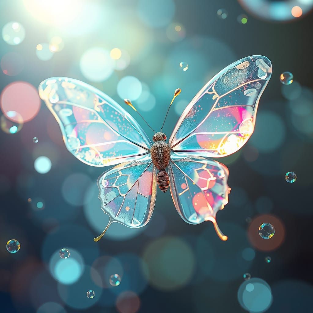 Shimmering Bubble Butterfly in Futuristic Style