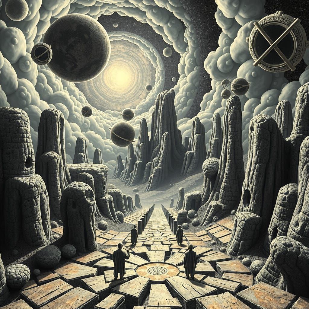 Surreal Multiverse Landscape with Alien Heliotrope