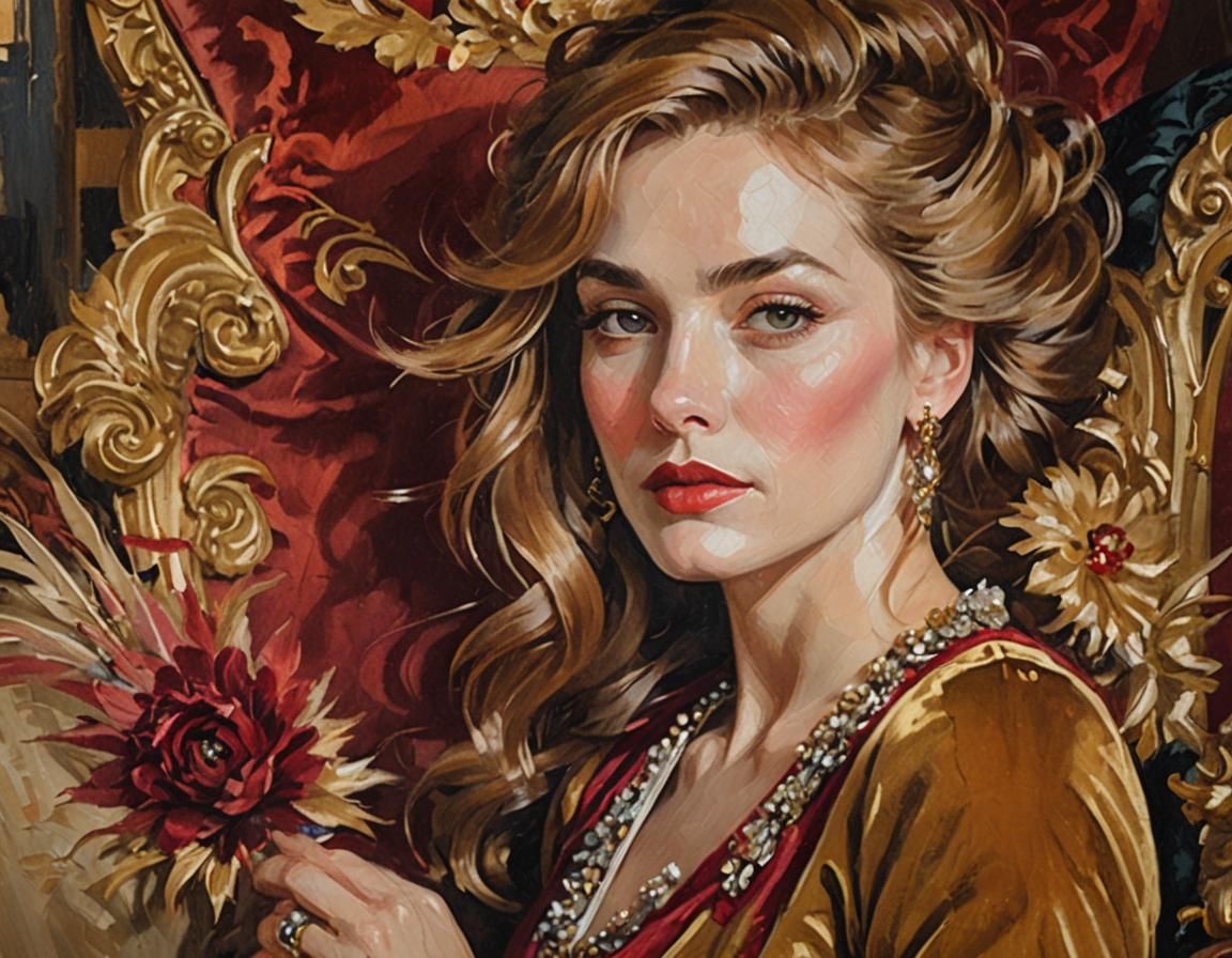 Impressionist Portrait of a Femme Fatale in Oil