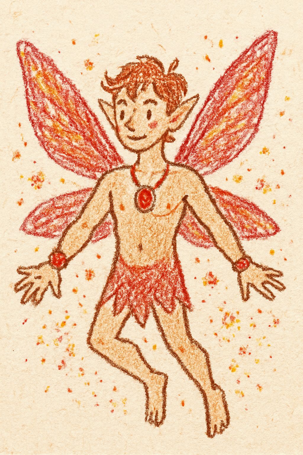 Ruby Fairy Creature with Red and Gold Dust