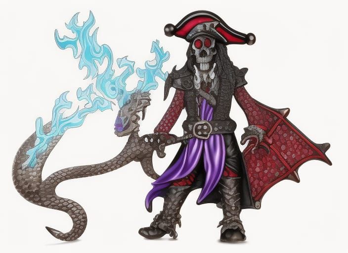 Hyperdetailed Kobold Pirate Captain with Obsidian Scales