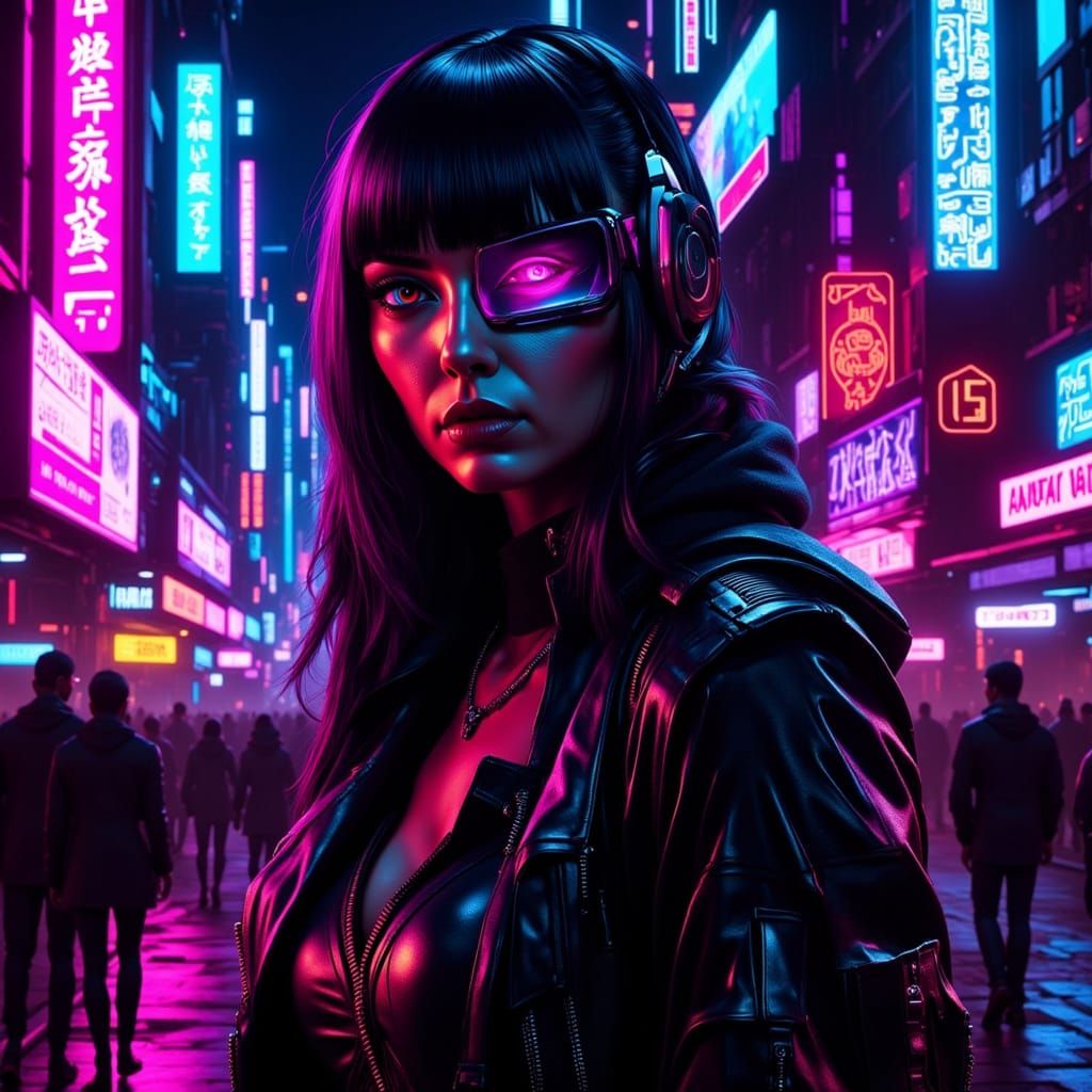 Cyberpunk Noir Neon Cityscape at Night