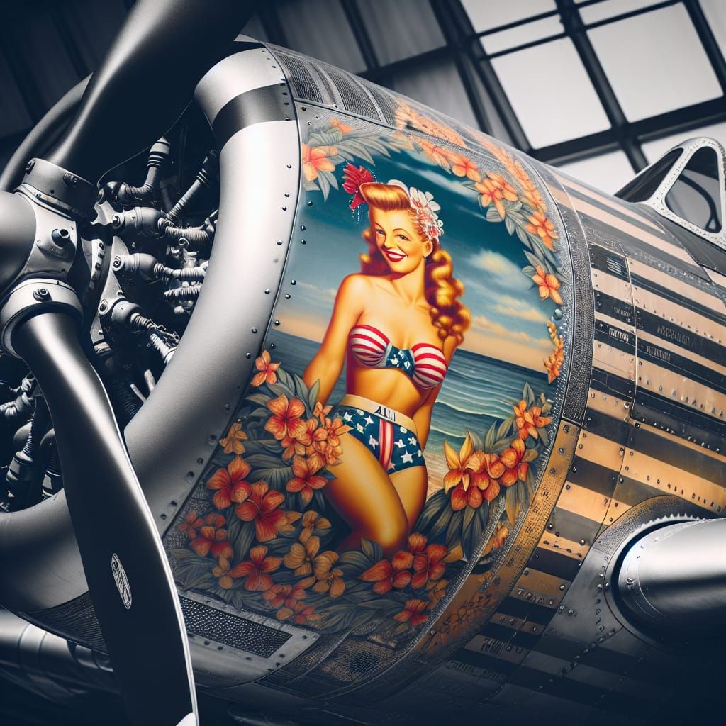 WWII Fighter Plane with Southern Belle Nose Art