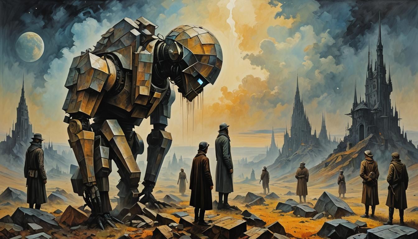 Cubist World Change: A Minimalist Acrylic Painting