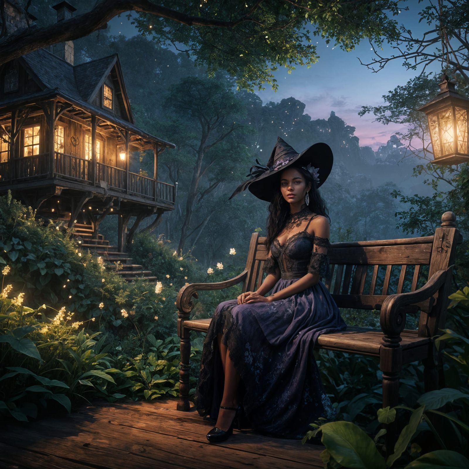 Fantastical Witch Enjoys Enchanted Night
