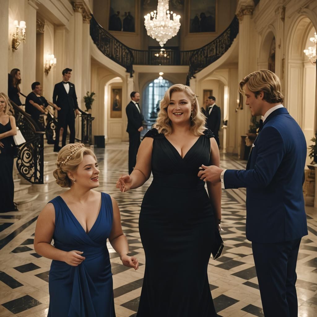 Glamorous Woman in Villa Hallway: Cinematic Film Still