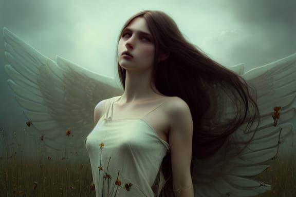 Sinister Dark Fantasy Art with Crippled Wings