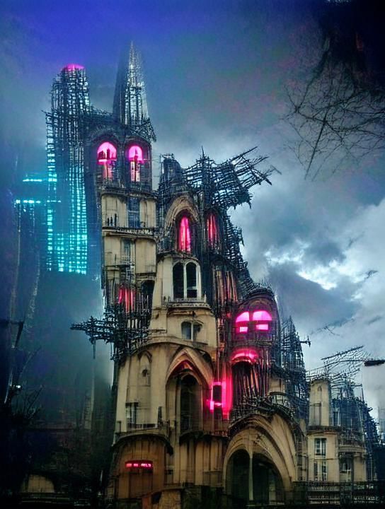 Cyberpunk French Gothic Architecture