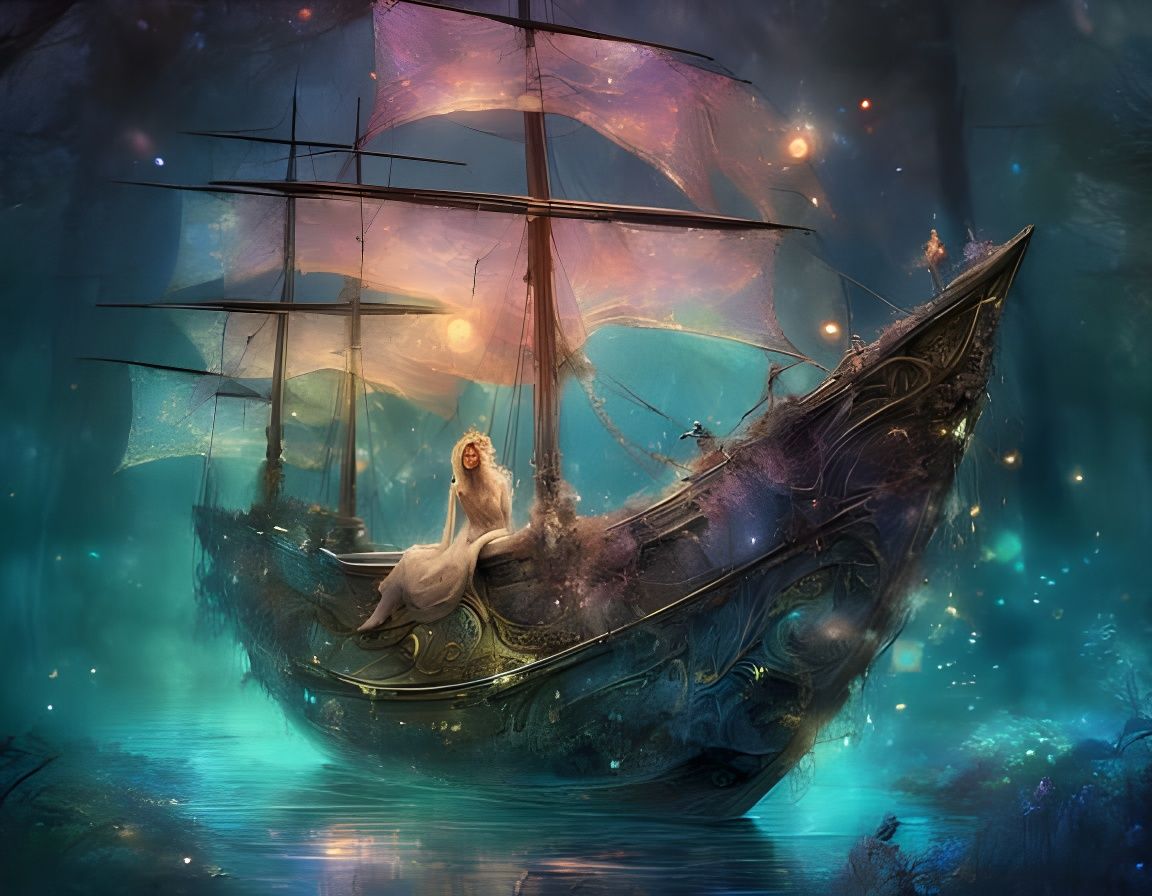 Enchanted Fairy Pirate Ship in Fairytale Setting