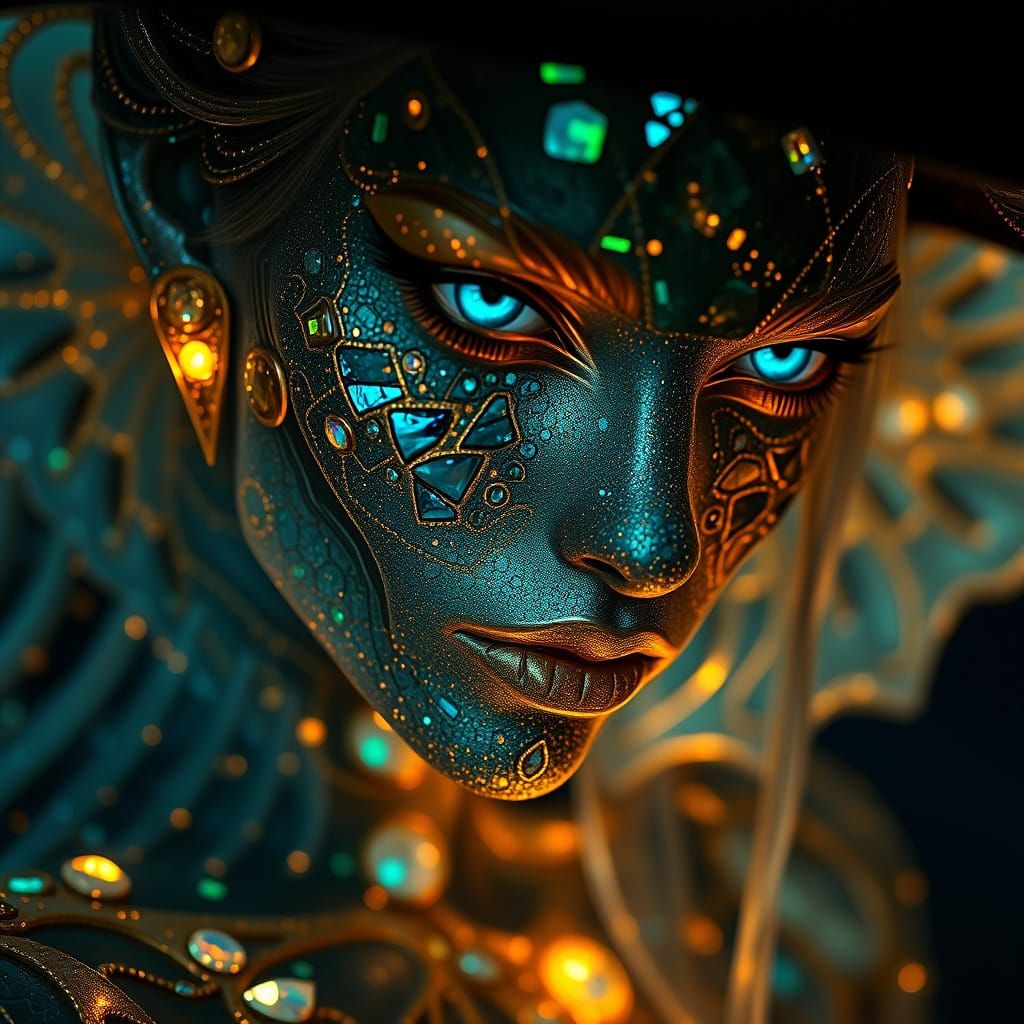 Cyberpunk Witch in Opalescent Hues