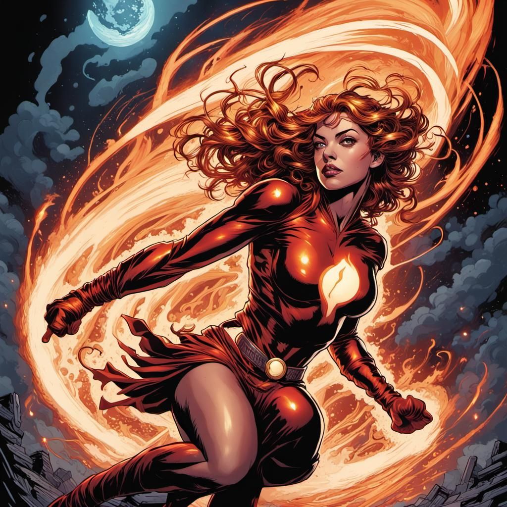 Fiery Comic Book Woman Art