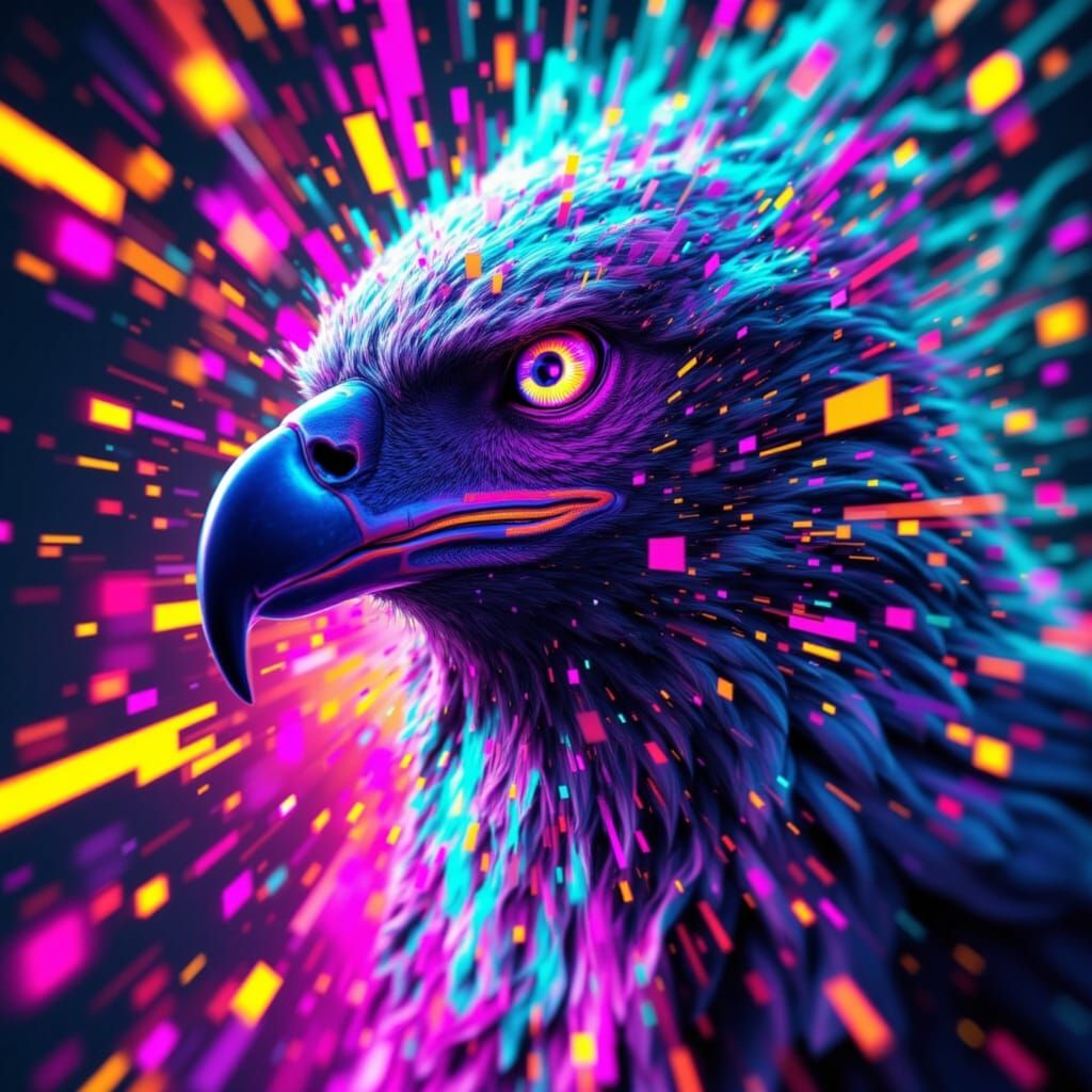 Cyborg Eagle Blasts Through Digital Nonsense in a Cyberpunk ...