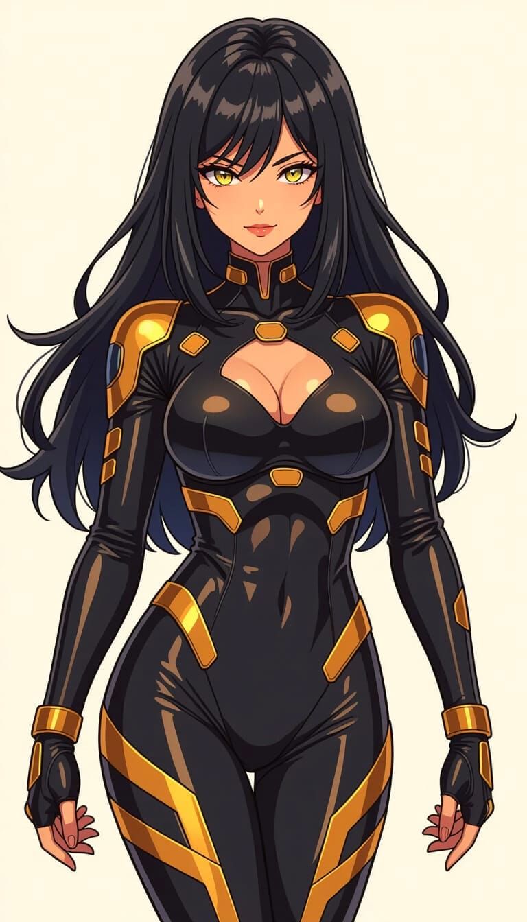 Woman in Sci-Fi Skinsuit, Cel-Shaded Manga Style