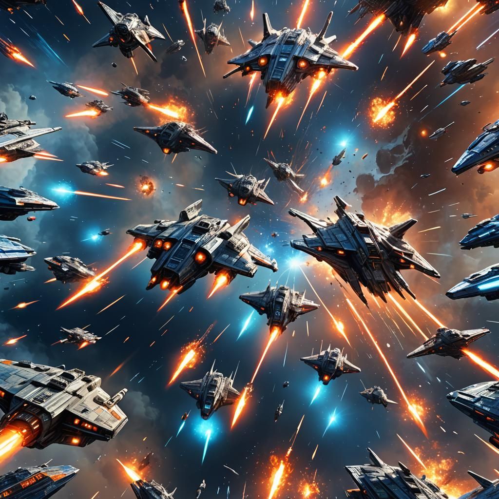 Epic Space Battle in Star Wars Style