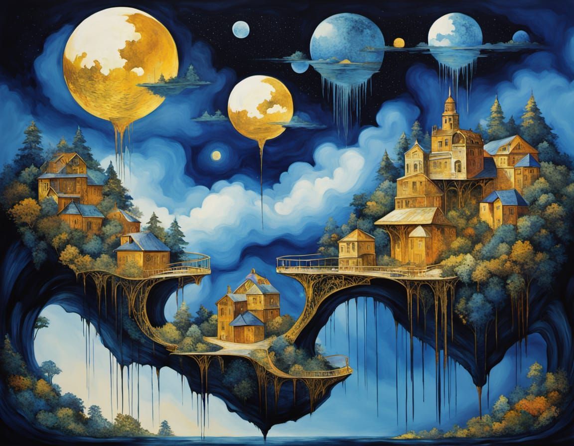 Surreal Stargate Village in Dreamlike Harmony