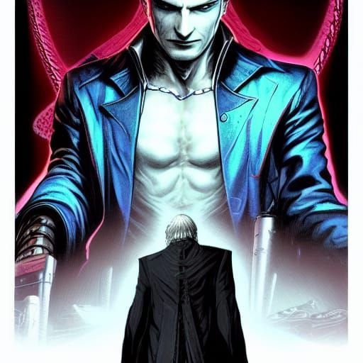 Dante Sparda in Cyberpunk Comic Book Art