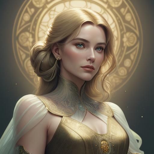 Elegant Portrait with Art Nouveau Influences