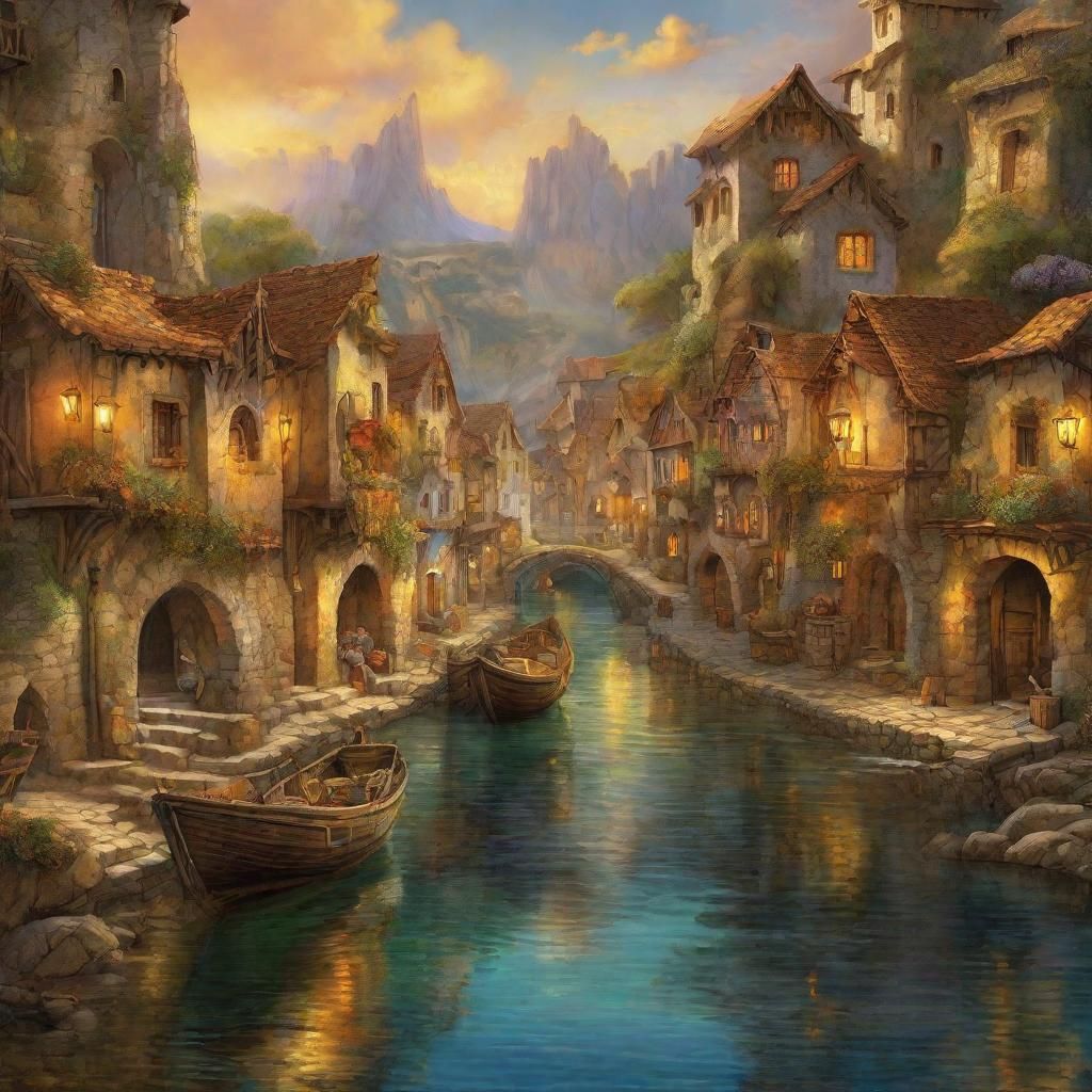 Enchanting Medieval Seaport at Golden Hour