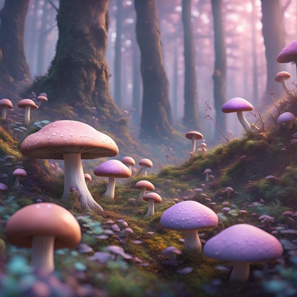 Pastel Mushroom Forest