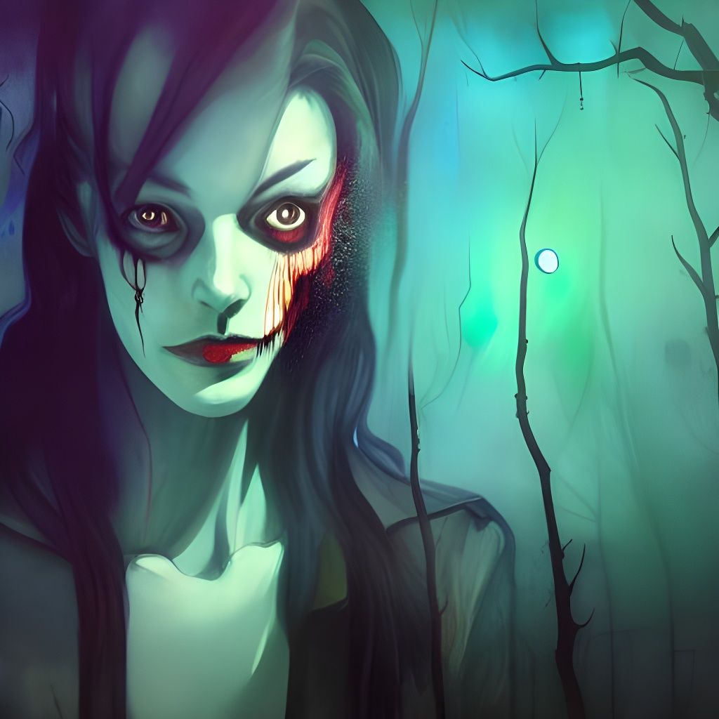 Creepy Kawaii Zombie in Ghibli Anime Style