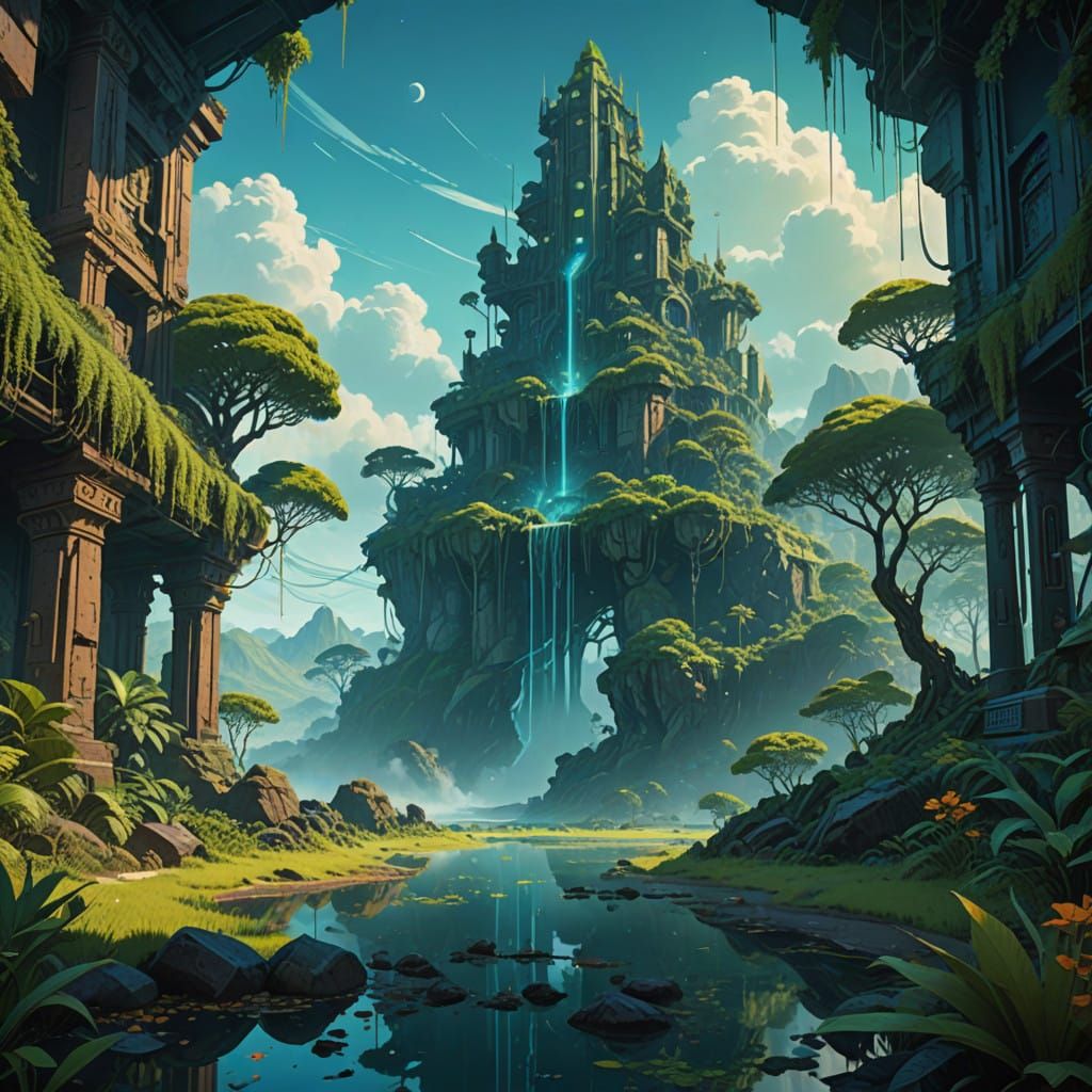Enchanted Island Realm in High-Fantasy Concept Art