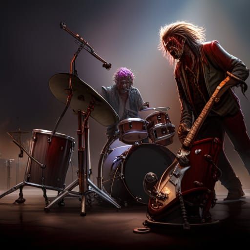 Zombie Heavy Metal Band in Dark Fantasy Style