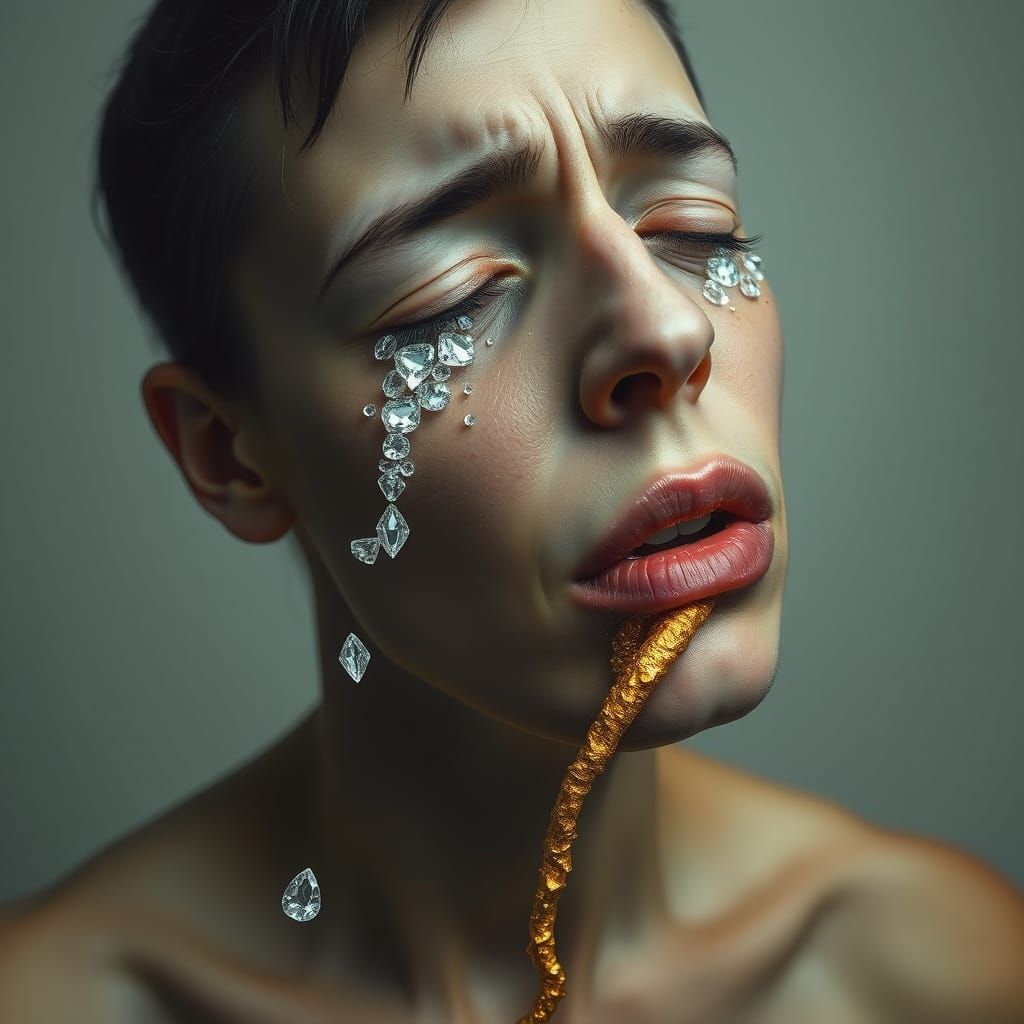 Sorrowful Figure Weeps Diamonds, Defecates Gold in Surrealis...