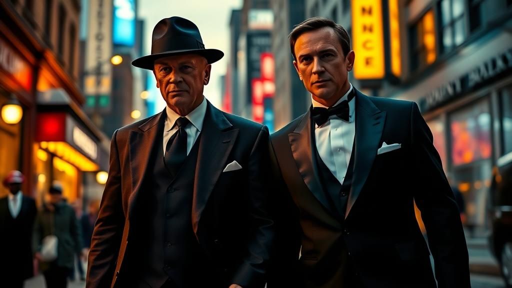 Al Capone and James Bond in New York, Cinematic Film Still