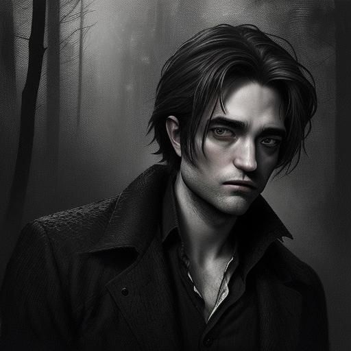 Edward Cullen Charcoal Portrait in Dark Academia Style