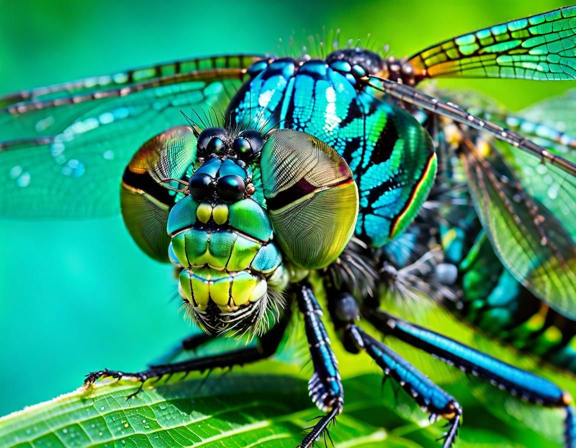Macro Dragonfly with Iridescent Wings