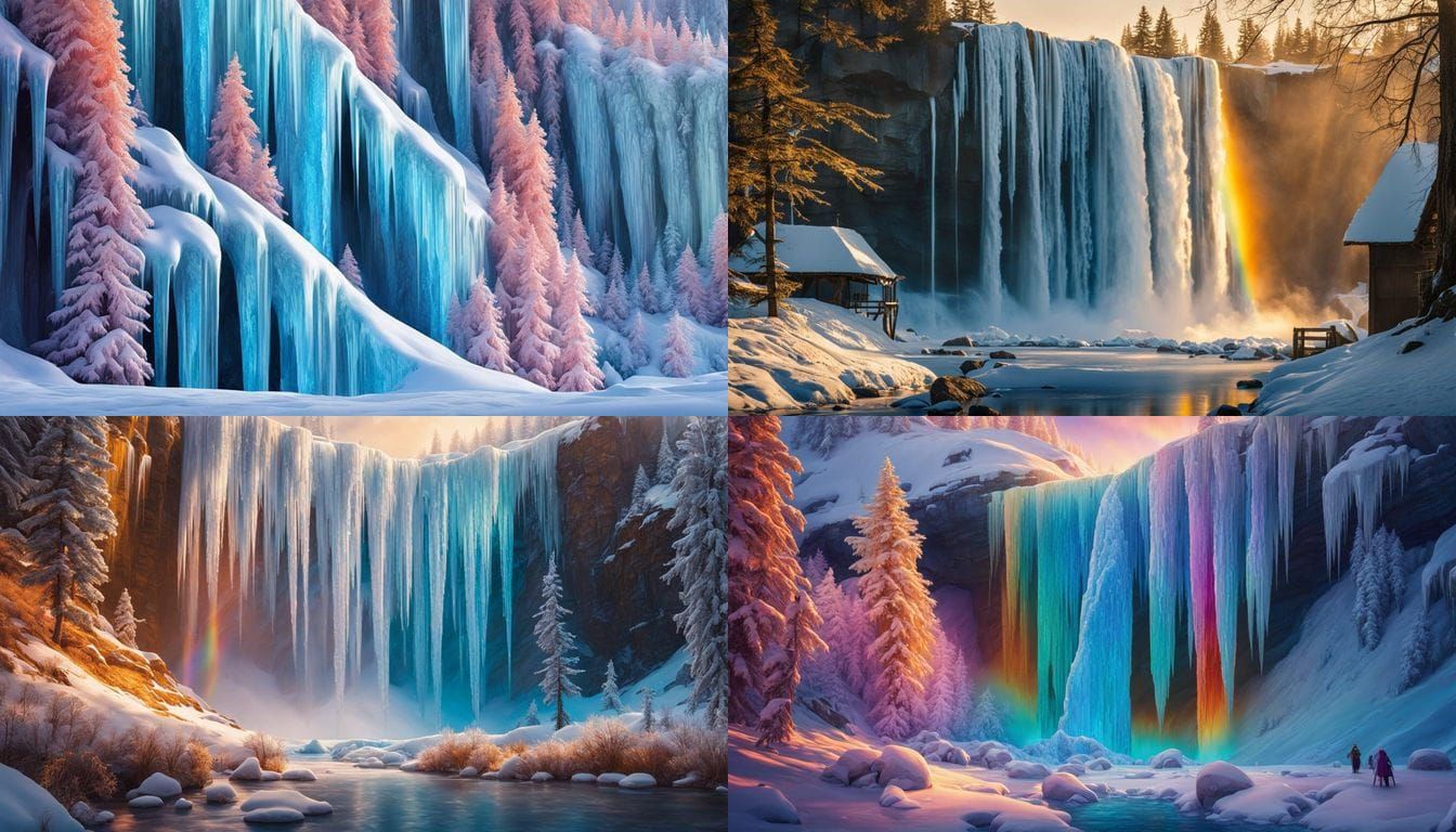 Frozen Waterfall Rainbow: Nature's Winter Artistry