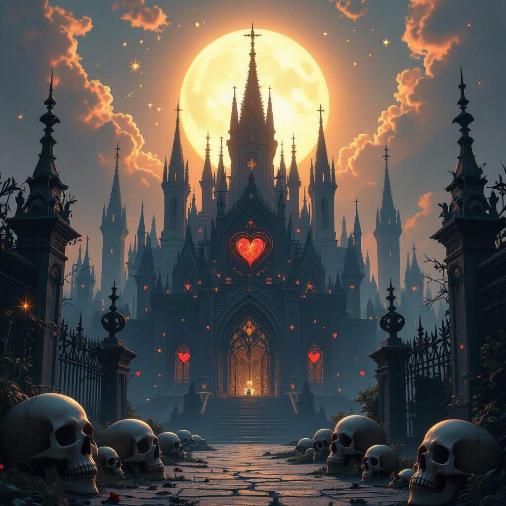 Dark Fantasy Kingdom of Skulls, Hearts, and Stars