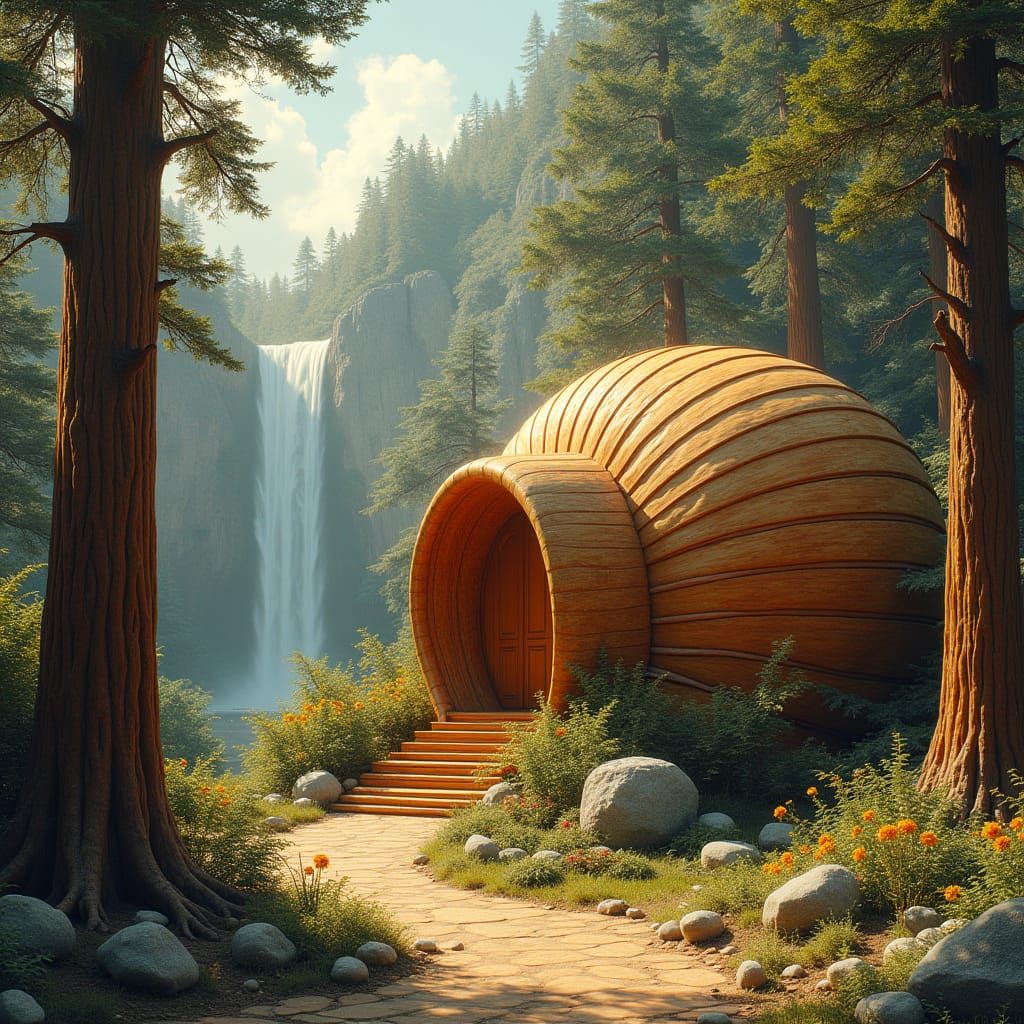 Redwood Snail Shell Temple: Ghibli-Inspired Ashram