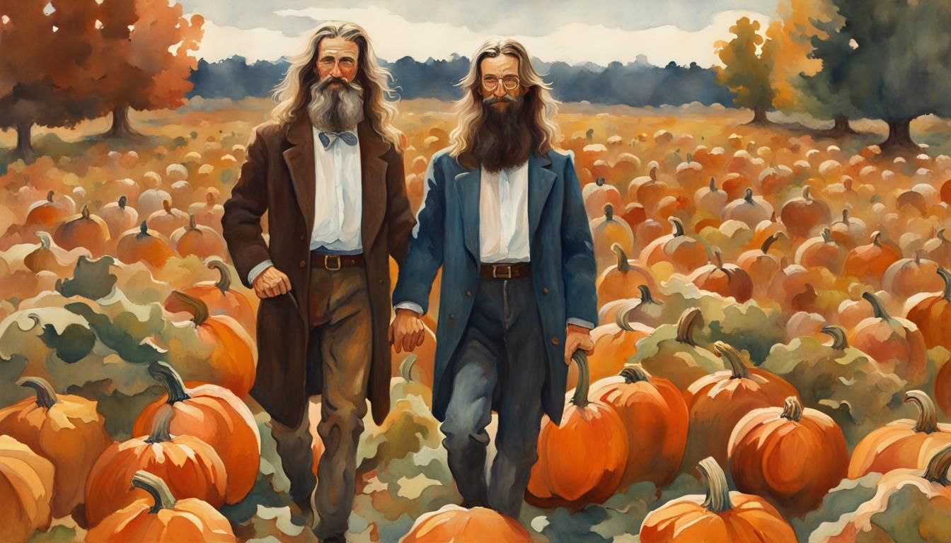 Pumpkin Patch Love: An Impressionistic Gouache Painting