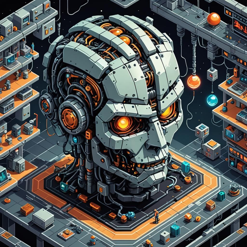 Retro Pixel Art: Robotic Brain Laboratory